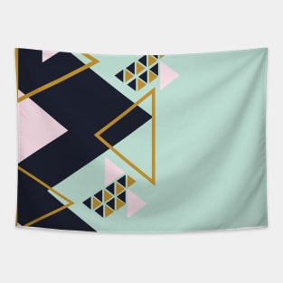 Modern Vibes- Blue, Gold and Pink Geometric Tapestry