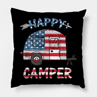 Camper Merica American Happy Pride Flag 4th of July Camping Pillow