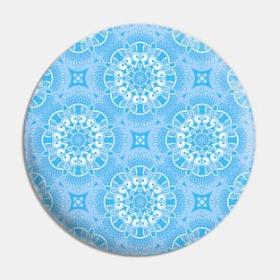 Ornamental floral mandala blue #1 Pin