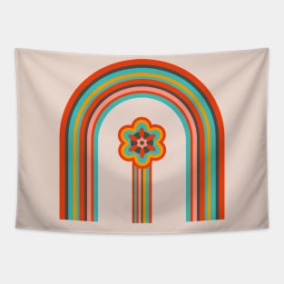 COLORS OF THE RAINBOW Retro Mid-Century Modern Mod Floral Stripes - UnBlink Studio by Jackie Tahara Tapestry