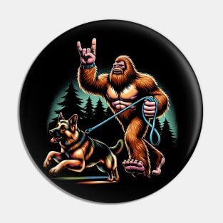 Bigfoot Walking German Shepherd Glory Tee Triumph for Dog Admirers Pin