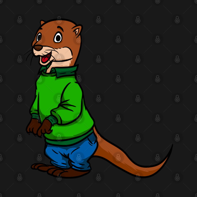 Discover Cute Anthropomorphic Human-like Cartoon Character Otter in Clothes - Cute Cartoon Otter - T-Shirt