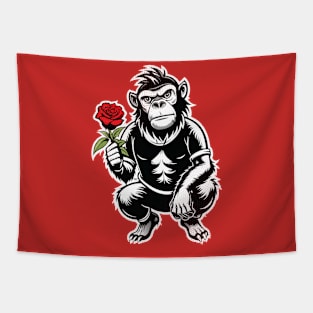 Retro Gorilla with Rose Tapestry