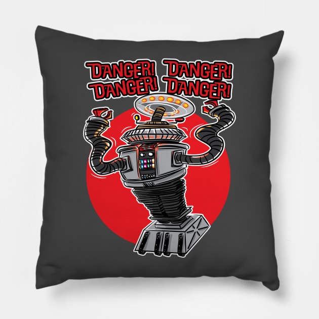 B9 Robot from Lost in Space alerting Danger! Pillow by eShirtLabs