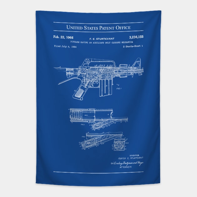 US Patent - Colt Automatic Rifle Tapestry by Taylor'd Designs