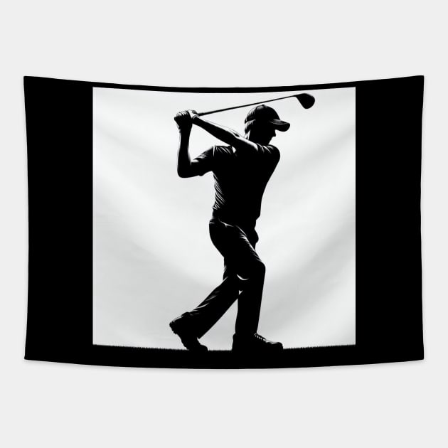 Golf player Tapestry by Print Forge