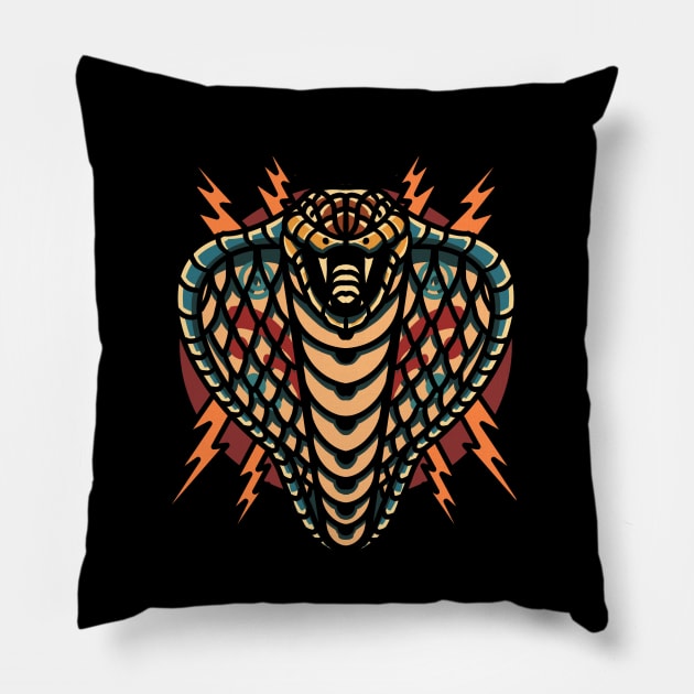 Electric Cobra Thunder Pillow by Mixmediarts 