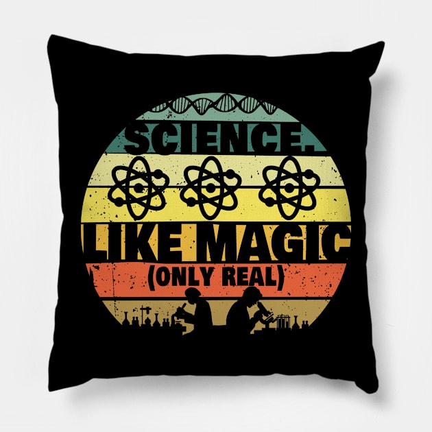 Science. It's Like Magic Only Real Funny Physics Science Pillow by NerdShizzle