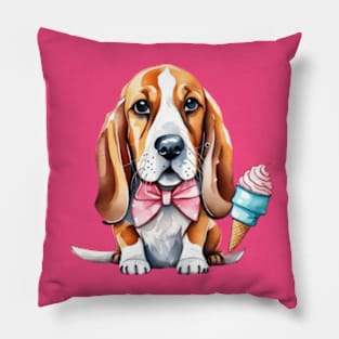 cute basset hound dog ice cream gift ideas Pillow