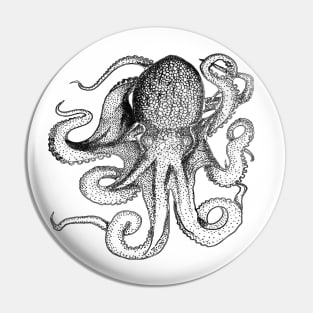 Octopus black line drawing Pin