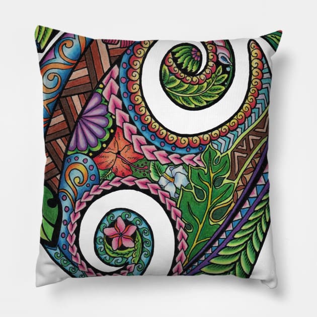 HONU - tribal sea turtle Pillow by Featherlady Studio