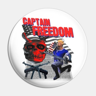 Captain Freedom Off Brand Parody Boot Knock Off Funny Meme Super Hero Pin