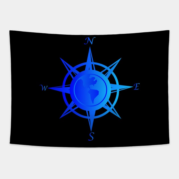 Compass rose with cardinal points, WIND ROSE Tapestry by SAMUEL FORMAS