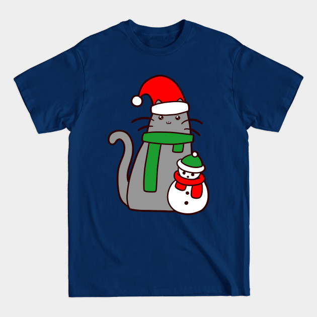 Disover Christmas Cat and Snowman - Cat - T-Shirt