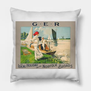 Vintage British Travel Poster: The Norfolk Broads Pillow