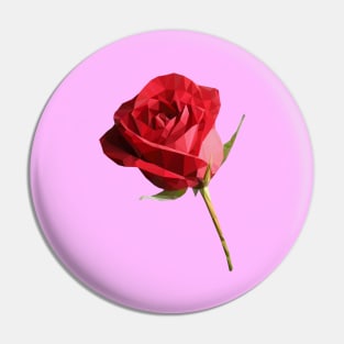 Romantic red rose low poly Pin