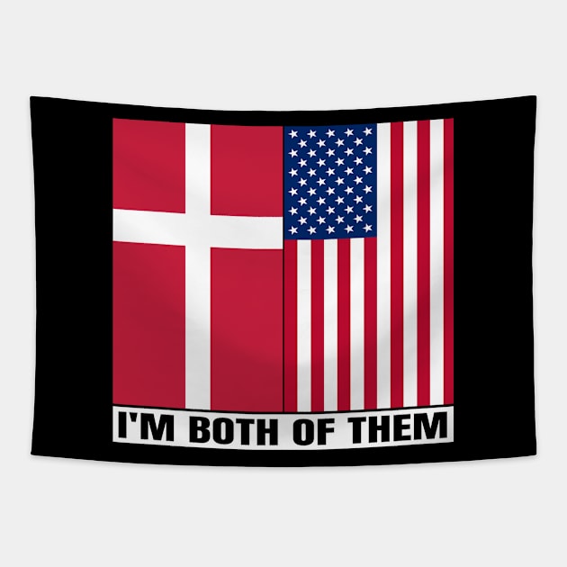 Half American Half Danish Kingdom Heritage USA Roots & Denmark DNA Family Flag Design Tapestry by OriginalGiftsIdeas