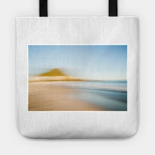 Mount Maunganui ocean beach with base of mount on left in motion blur abstract Tote