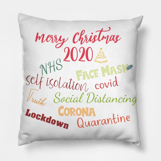 Funny Christmas 2020 Quarantine Christmas Pillow by Royal7Arts