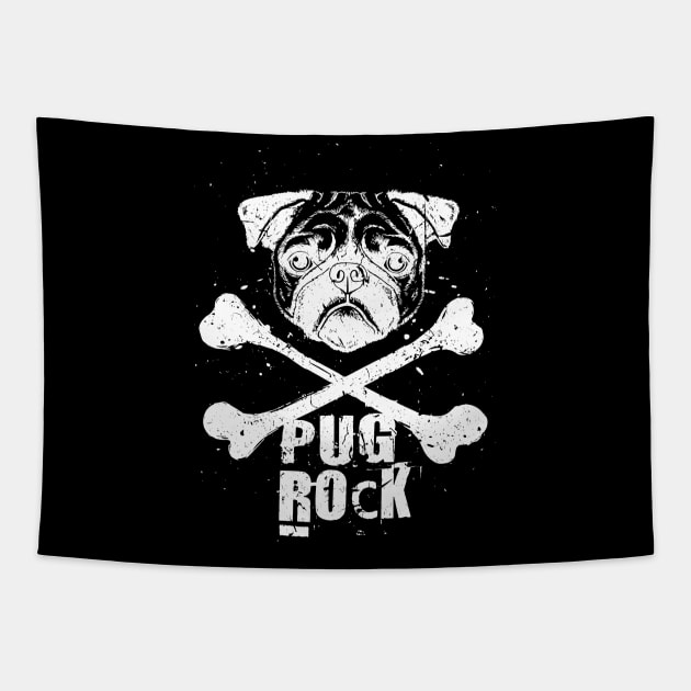 Pug Rock - Pugs Tapestry by fromherotozero