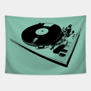 Turntable With Vinyl Record Illustration Tapestry