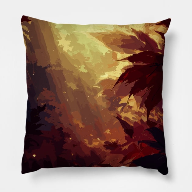 Autumn forest pattern Pillow by TomFrontierArt