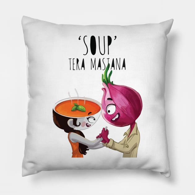 Funny Soup Tera Mastana Pillow by JammyPants