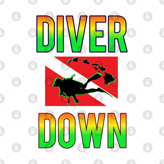 Scuba diving Hawaii diver down flag by Coreoceanart