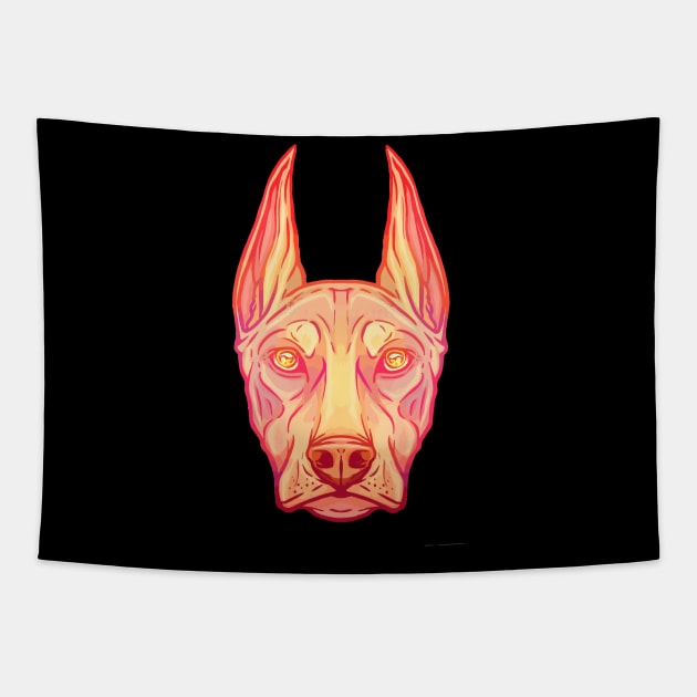 Dobermann Clay Ilustration Tapestry by nikalassjanovic