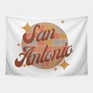 San Antonio City Texas Retro Vintage Design Disco ball Tapestry