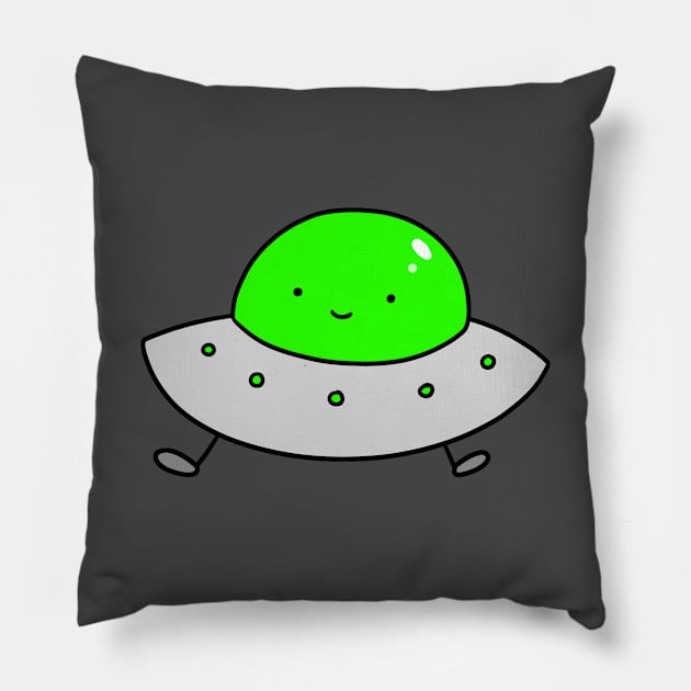 Cute Smiling UFO Pillow by saradaboru