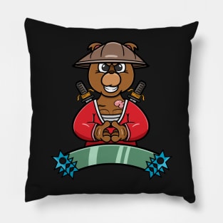 Ninja Bear Head Cartoon Pillow