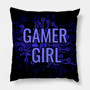 GAMER GIRL Electric Blue cyber circuit Pillow