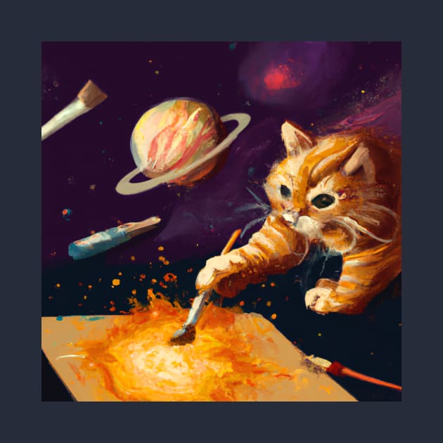 Orange Cat Paints Life into the Universe by Star Scrunch