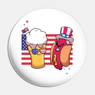 Kawaii Uncle Sam Hot Dog And Beer Pin