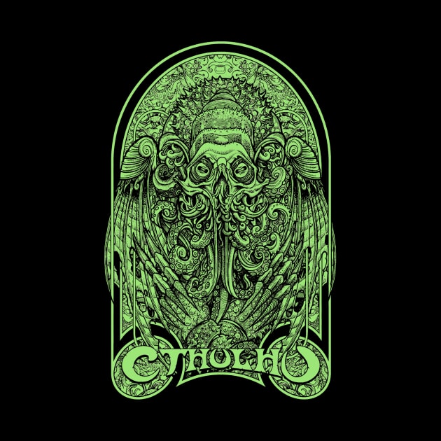 God Cthulhu Green (Black Print) by Miskatonic Designs