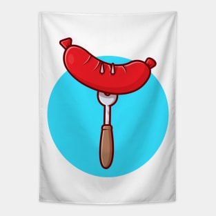 Sausage Cartoon Vector Icon Illustration Tapestry