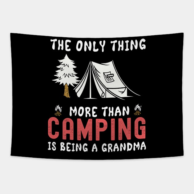 Camp Grandma Retro Vintage Outdoor Tee Women's Camping Tapestry by madani04