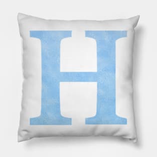 The Letter H Blue Metallic Design Pillow