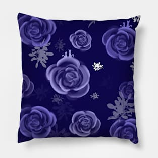 Light blue roses on dark blue Pillow