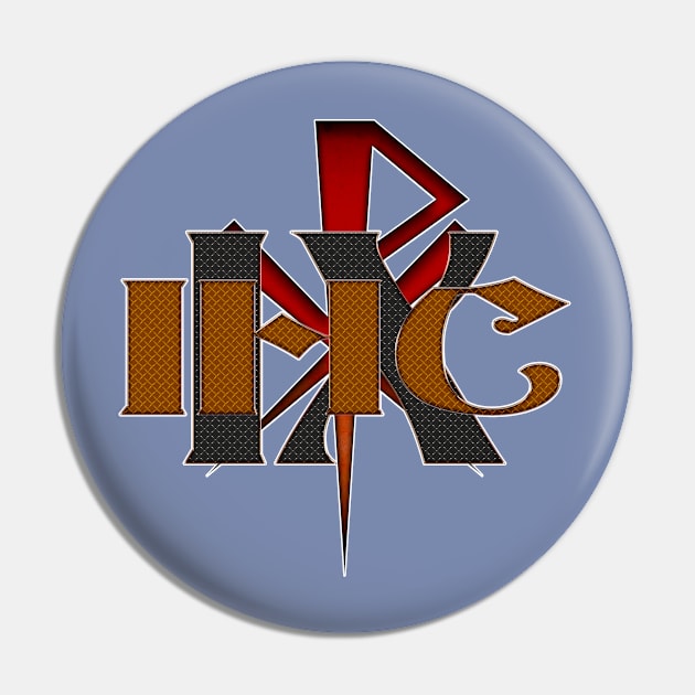 Christogram IHS, IX, Red Chi Rho Lunate Pin by The Knotty Works