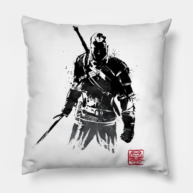 The Witcher Sumi-e Pillow by DrMonekers