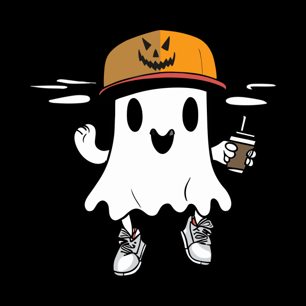 Cute Ghost Drinking Coffee by sopiansentor8