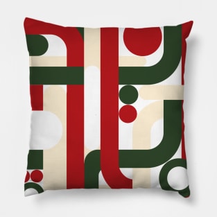 Geometric green red christmas abstract Pillow