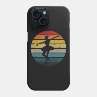 Ballet Ballerina Silhouette On A Distressed Retro Sunset graphic Phone Case