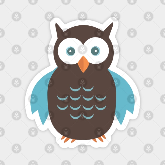 Brown & Blue Owl Magnet by adamzworld
