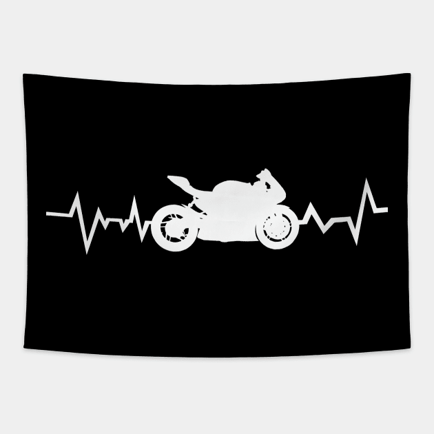 motorbike driver heartbeat heart rate racing Tapestry by shirtontour