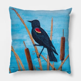 Red Winged Blackbird at the Pond Pillow