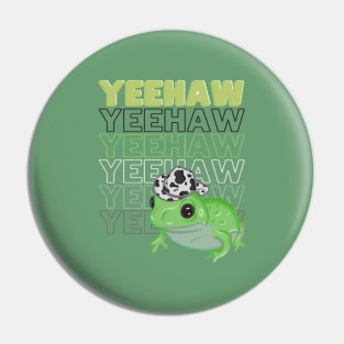 Yeehaw Green Frog Pin