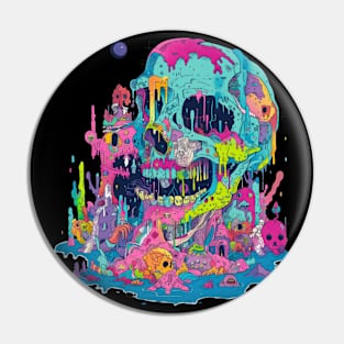 Neon occult Halloween, day of the dead, skull design. Pin